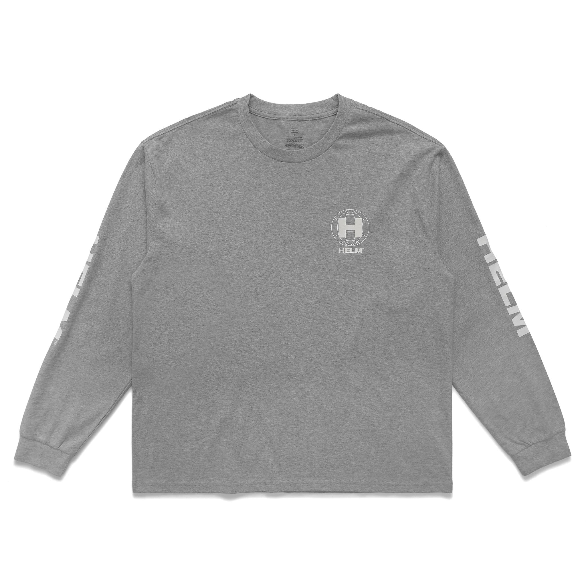 HELM Supplies | Globe Chest L/S Tee | Heather Grey