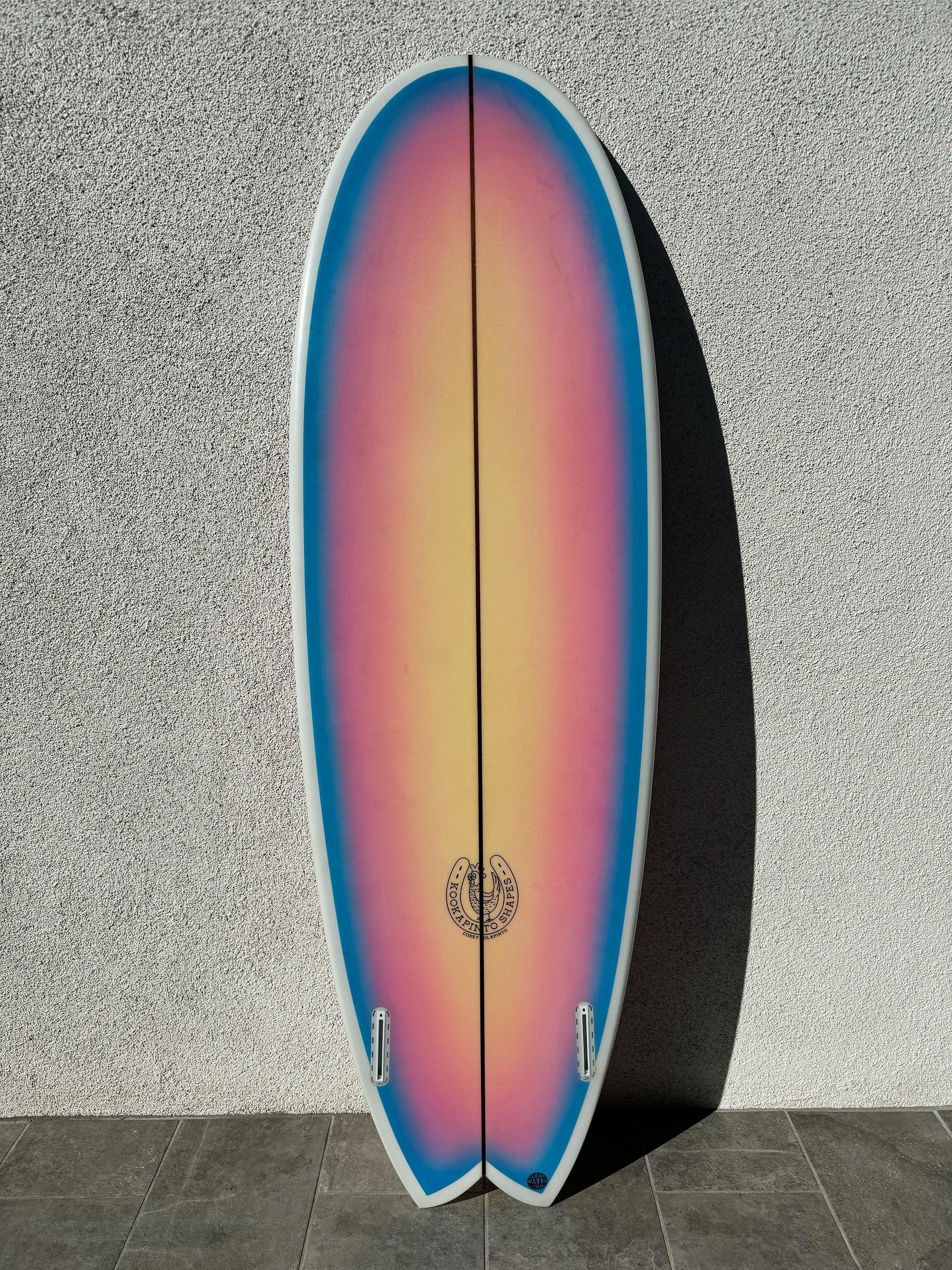 Kookapinto Shapes | 6'3” Fishy Noserider Pink Blue Surfboard