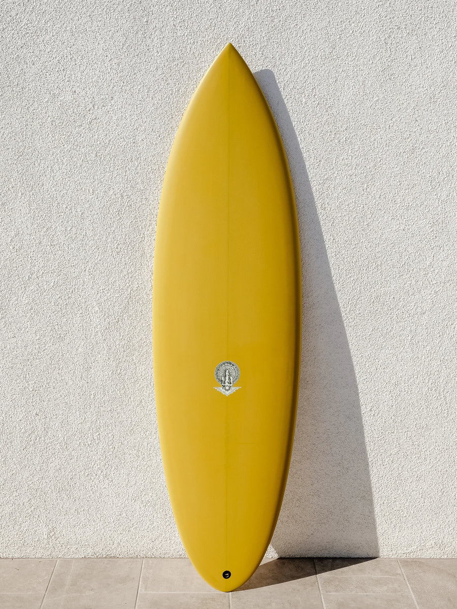 Tyler Warren | 5'10” Quadratic Formula Mustard Surfboard (BLEM)