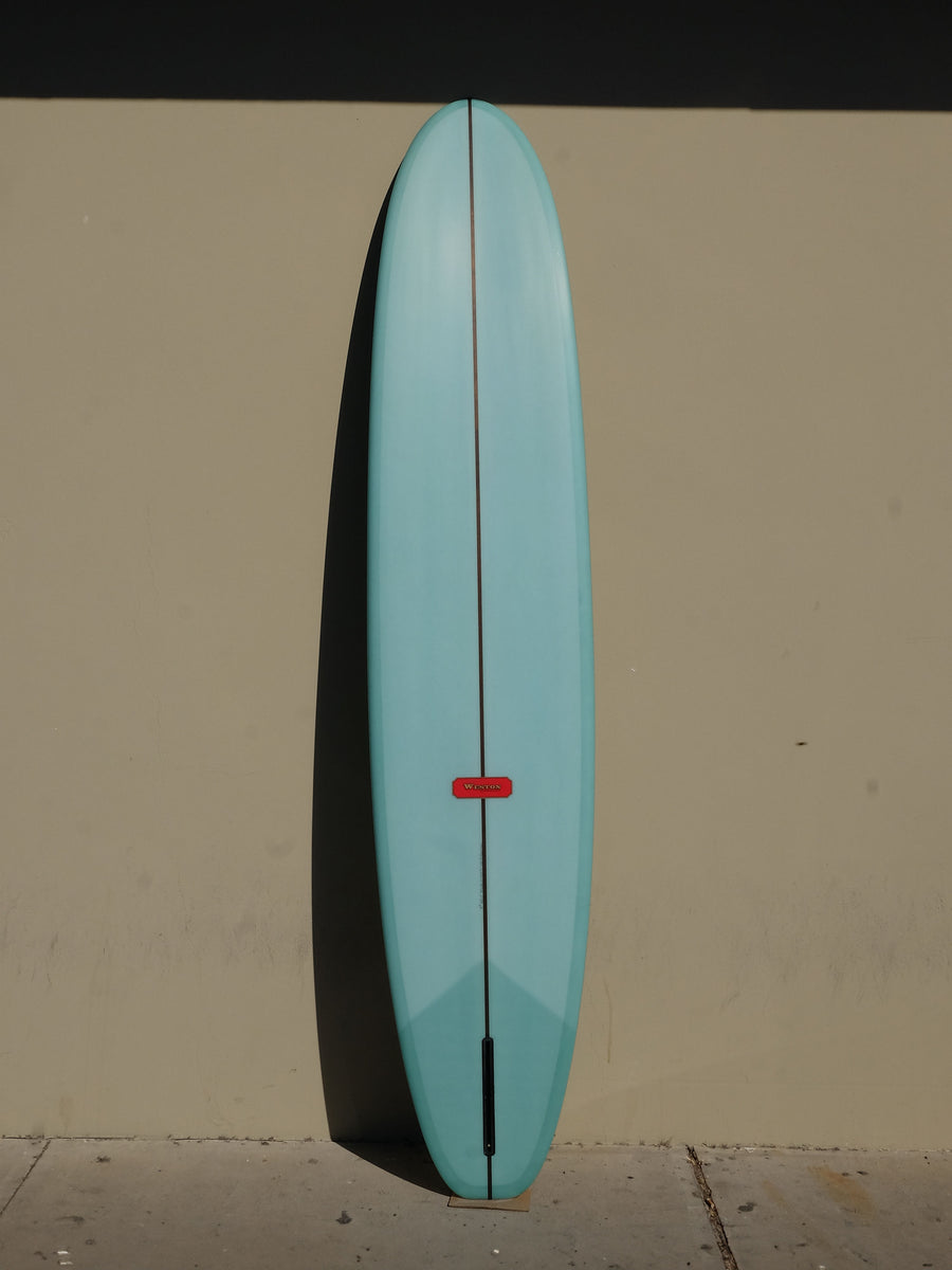 WESTON Surfboards //  9'6'' California Blade //  Light Gray/Blue Surfboard - Surf Bored