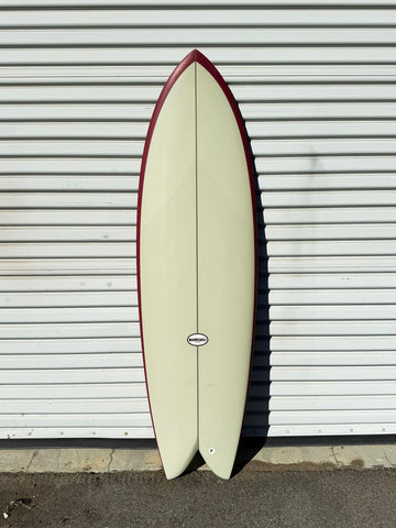 5'10" M1 Fish Red Tan Surfboard