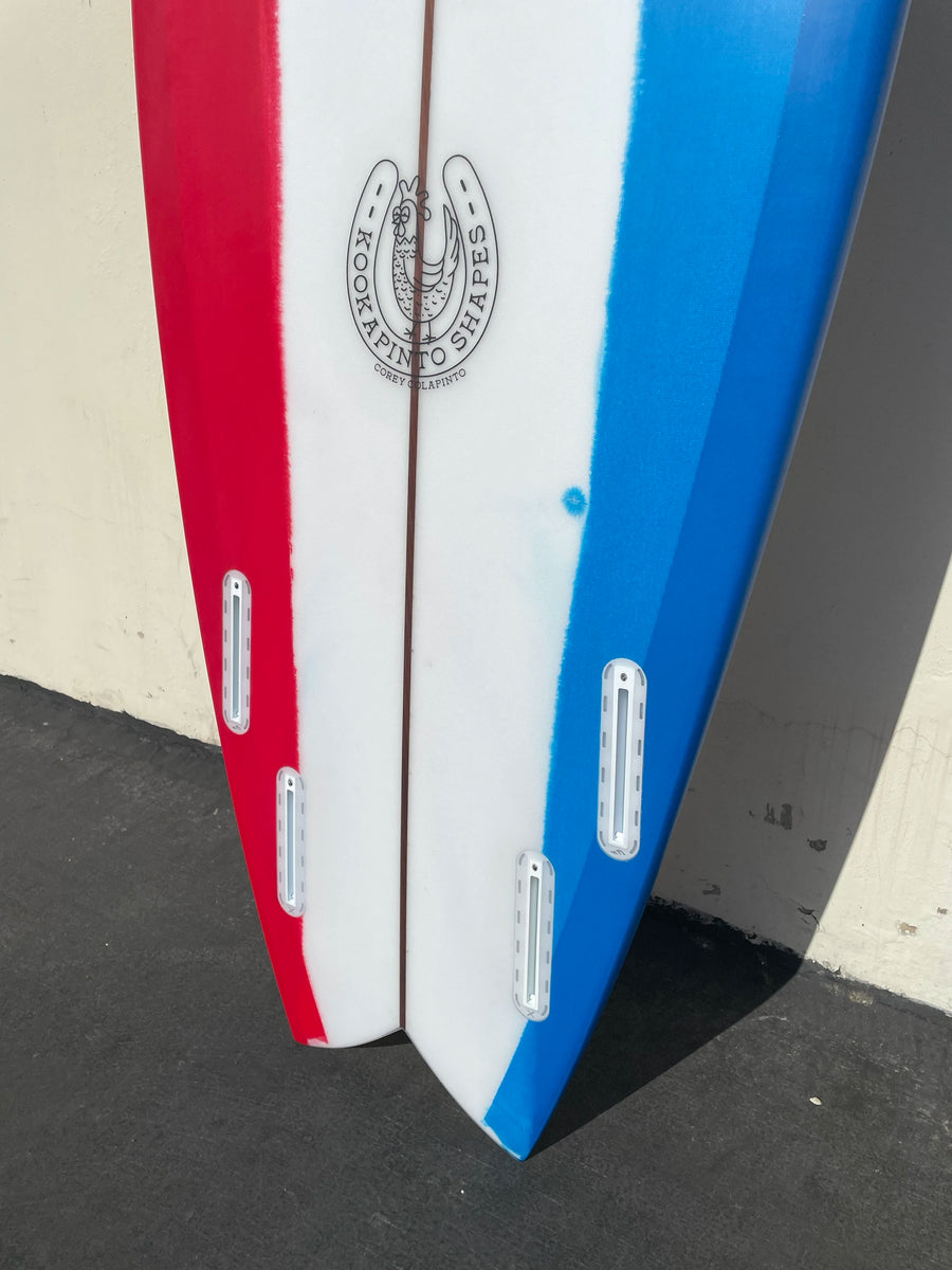 7'10 "Gunny" Fishy Noserider - Red, White, and Blue Surfboard - Surf Bored