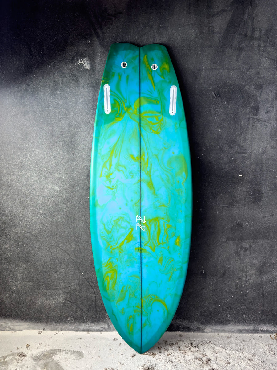 AH Vessels | 5’4” Ilúvatar Twin + Double Trailer (Goofy Foot) Green Surfboard - Surf Bored