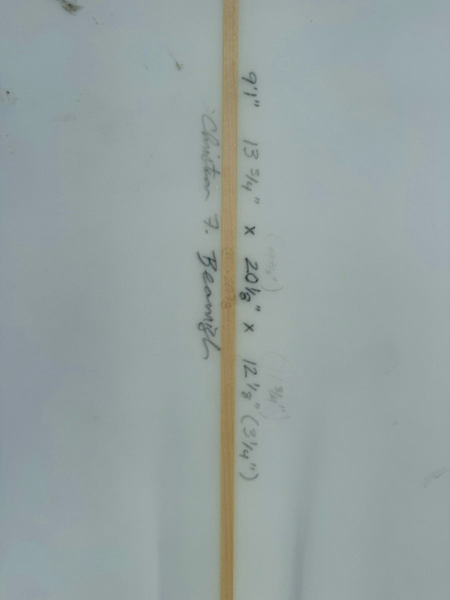 Christian Beamish | 9'1" Channel Single Clear Longboard (USED)