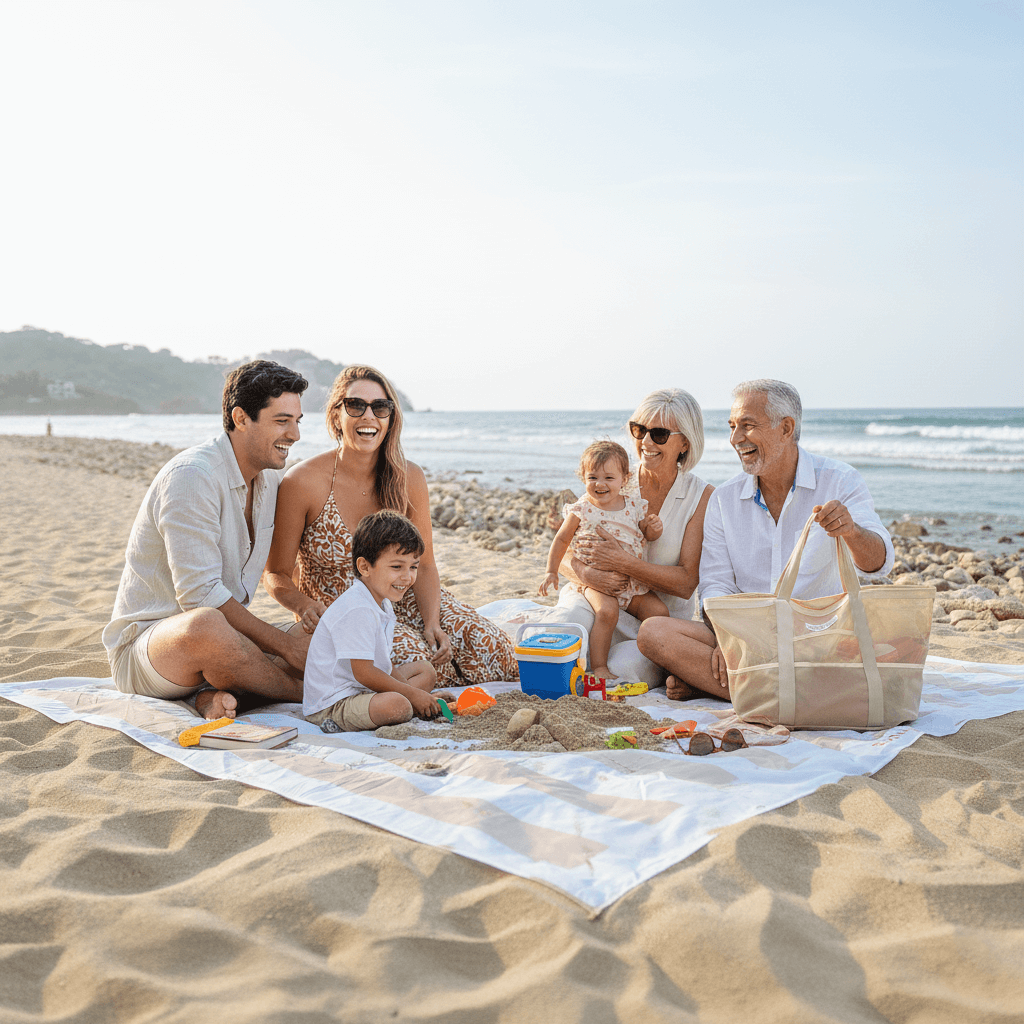 Mesh Beach Tote with Pull-out blanket - Surf Bored