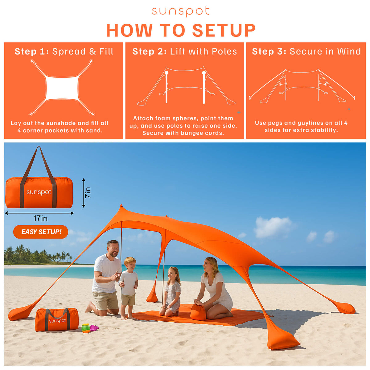 Beach Sun shade Canopy UPF 50+ - Surf Bored