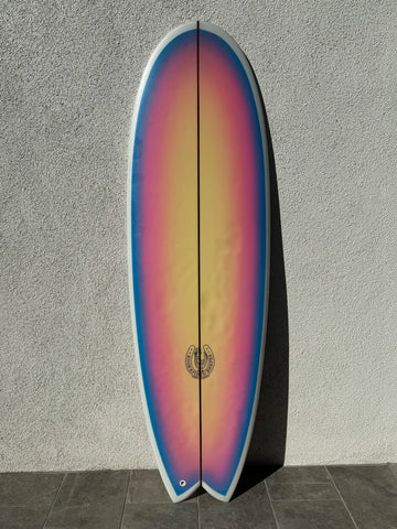 Kookapinto Shapes | 6’3” Fishy Noserider Pink Blue Surfboard (USED)