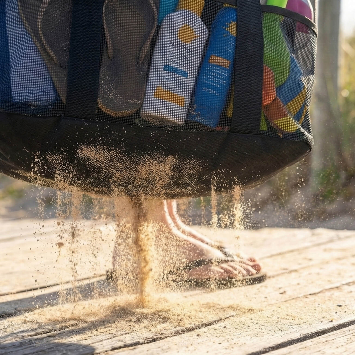 Mesh Beach Tote with Pull-out blanket - Surf Bored