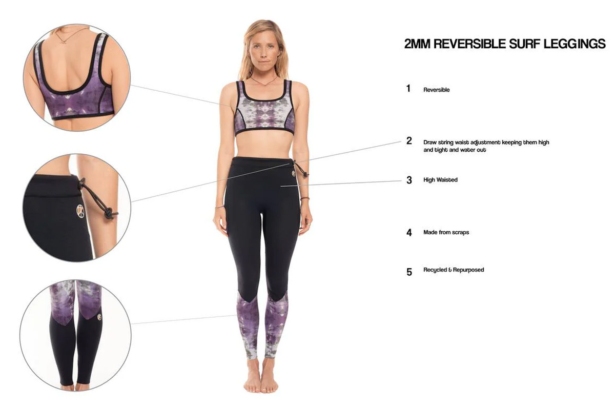 2mm Psychedelic Reversible Surf Leggings - Surf Bored