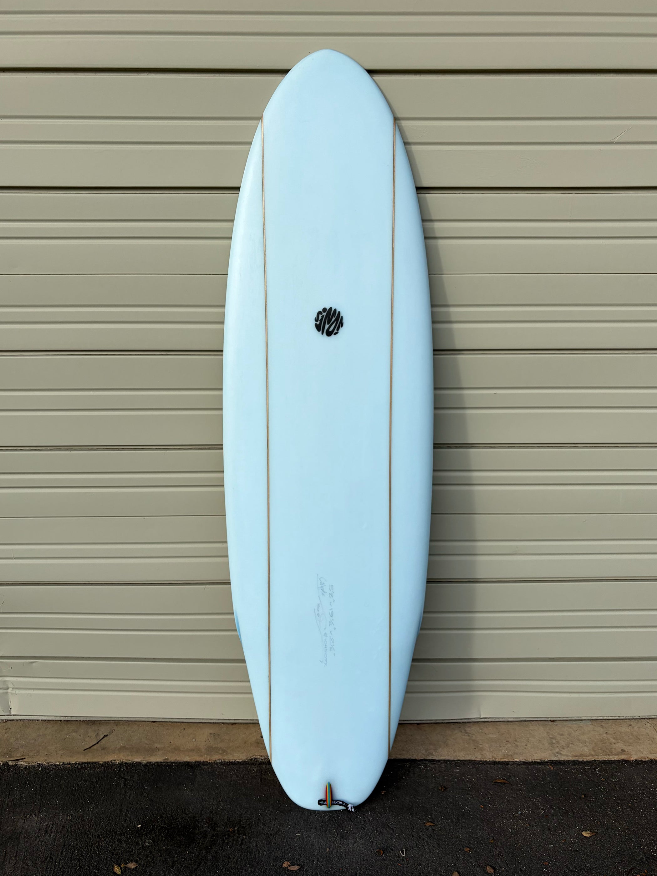 Simon Jones Designs | 5’8” Calypte Ice Blue Dual Stringer Surfboard (U