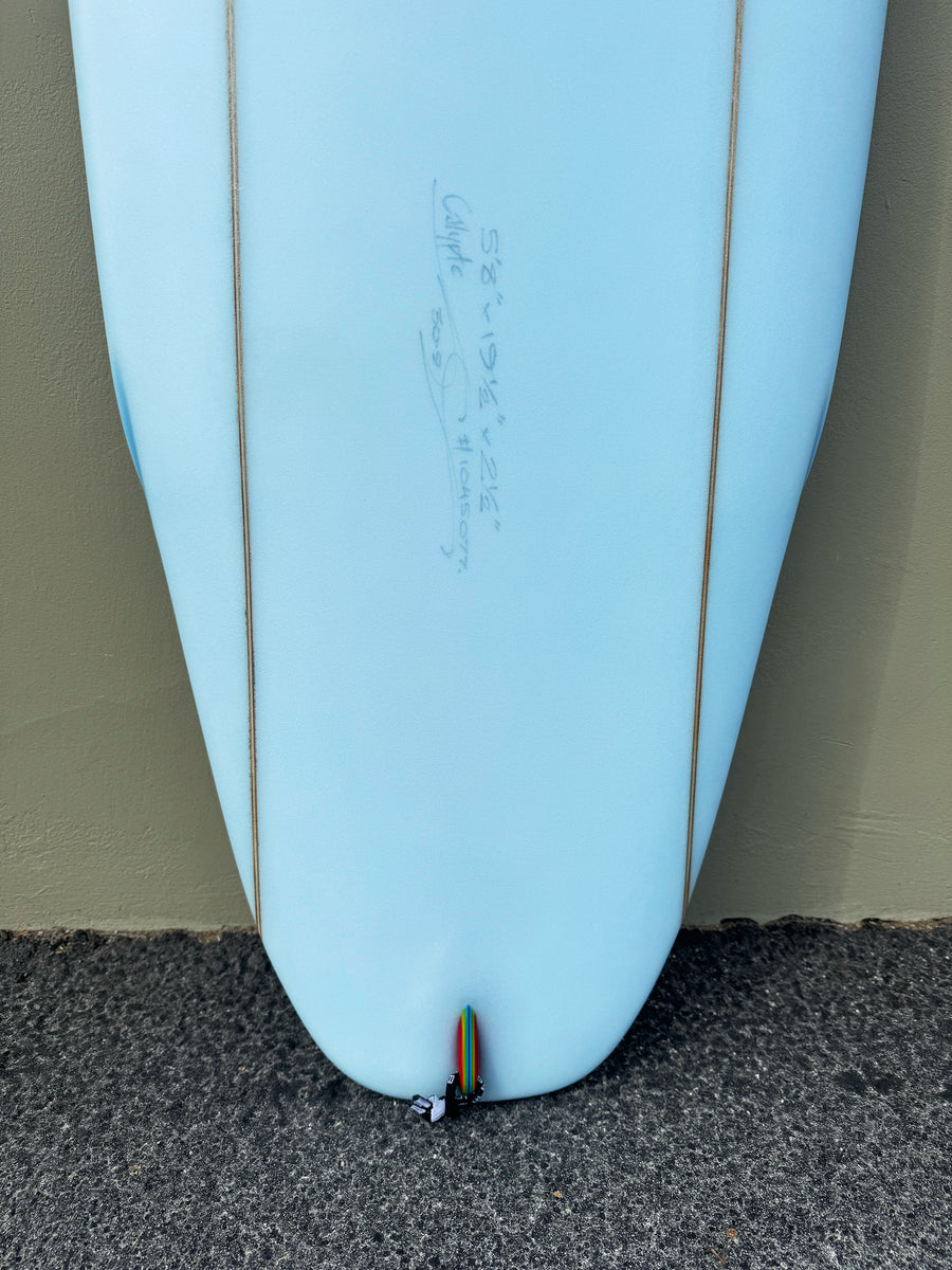 Simon Jones Designs | 5’8” Calypte Ice Blue Dual Stringer Surfboard
