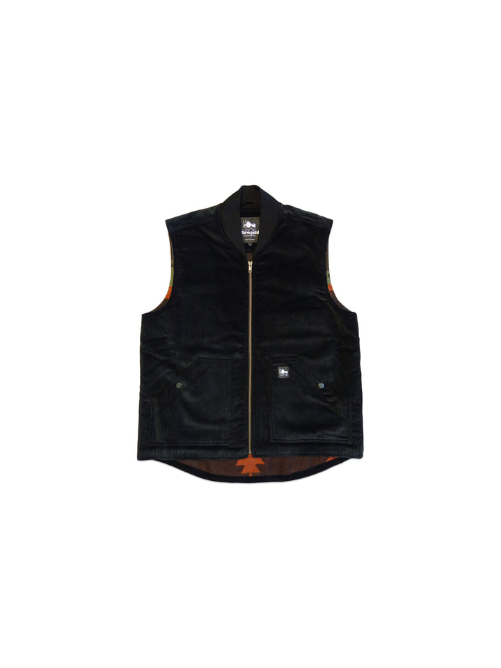 Slowgold Clothing The Grafter Corduroy Vest in Black