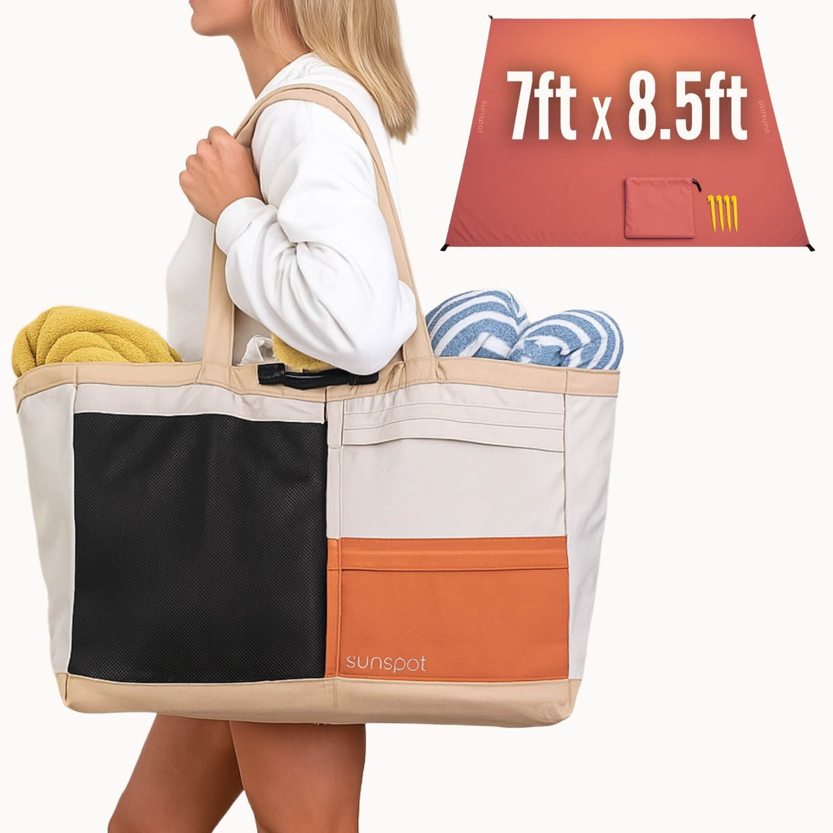 Premium Beach Tote with Pull-out Blanket - Surf Bored