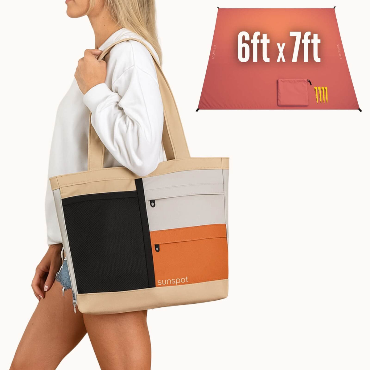 Premium Beach Tote with Pull-out Blanket - Surf Bored