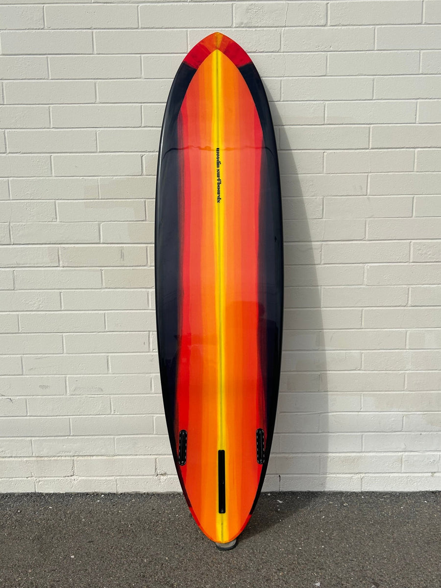 Woodin Surfboards | 7’2” Gypsy Eye in Sunset Abstract Surfboard - Surf Bored
