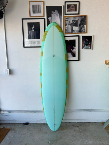 Woodin Surfboards | 6’10” Gypsy Eye in Light Teal Acid Blob Surfboard