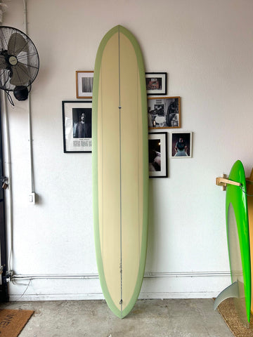 WOODIN SURFBOARDS | 9’6” CHEATER CLUB IN KIWI AND BEIGE SURFBOARD