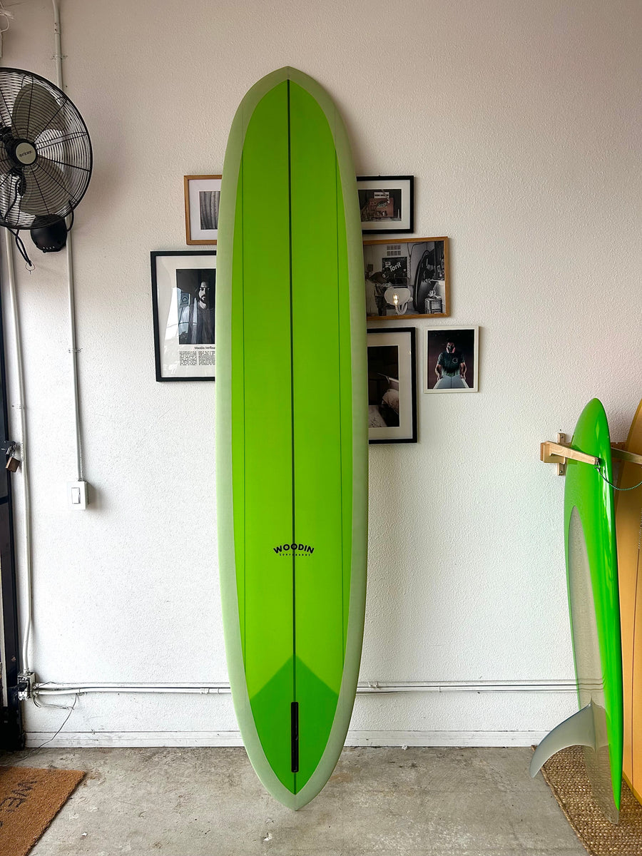 WOODIN SURFBOARDS | 9’6” CHEATER CLUB IN KIWI AND BEIGE SURFBOARD