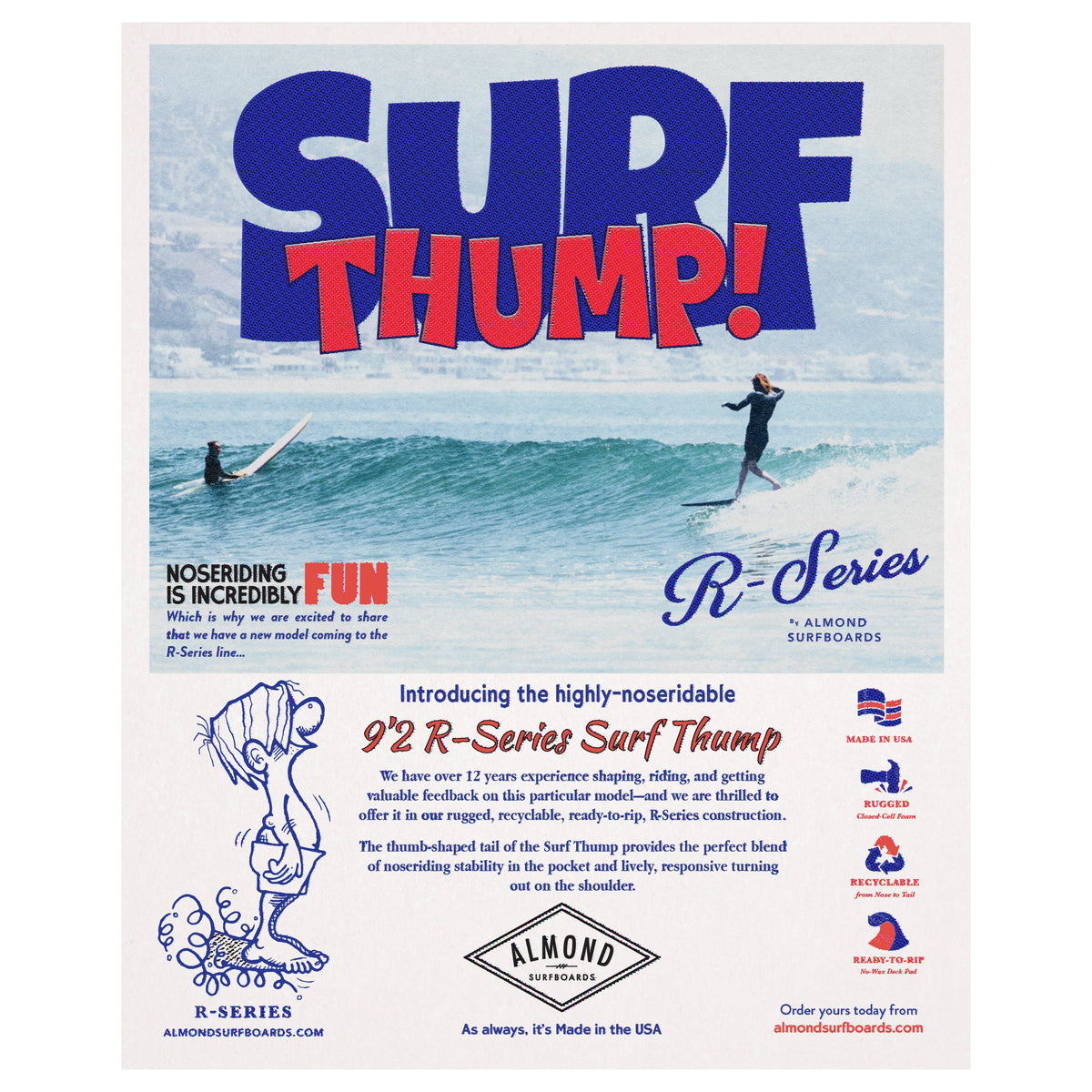 9'2" R-Series | Surf Thump Soft Top Surfboard - Surf Bored