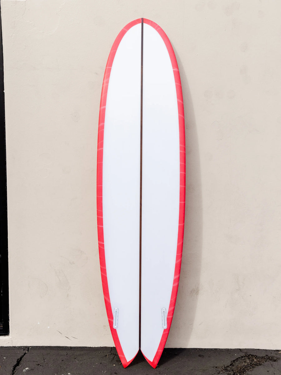 Kookapinto Shapes | 8’0" Thin Twin Fish Red Cremè Resin Rays Surfboard - Surf Bored