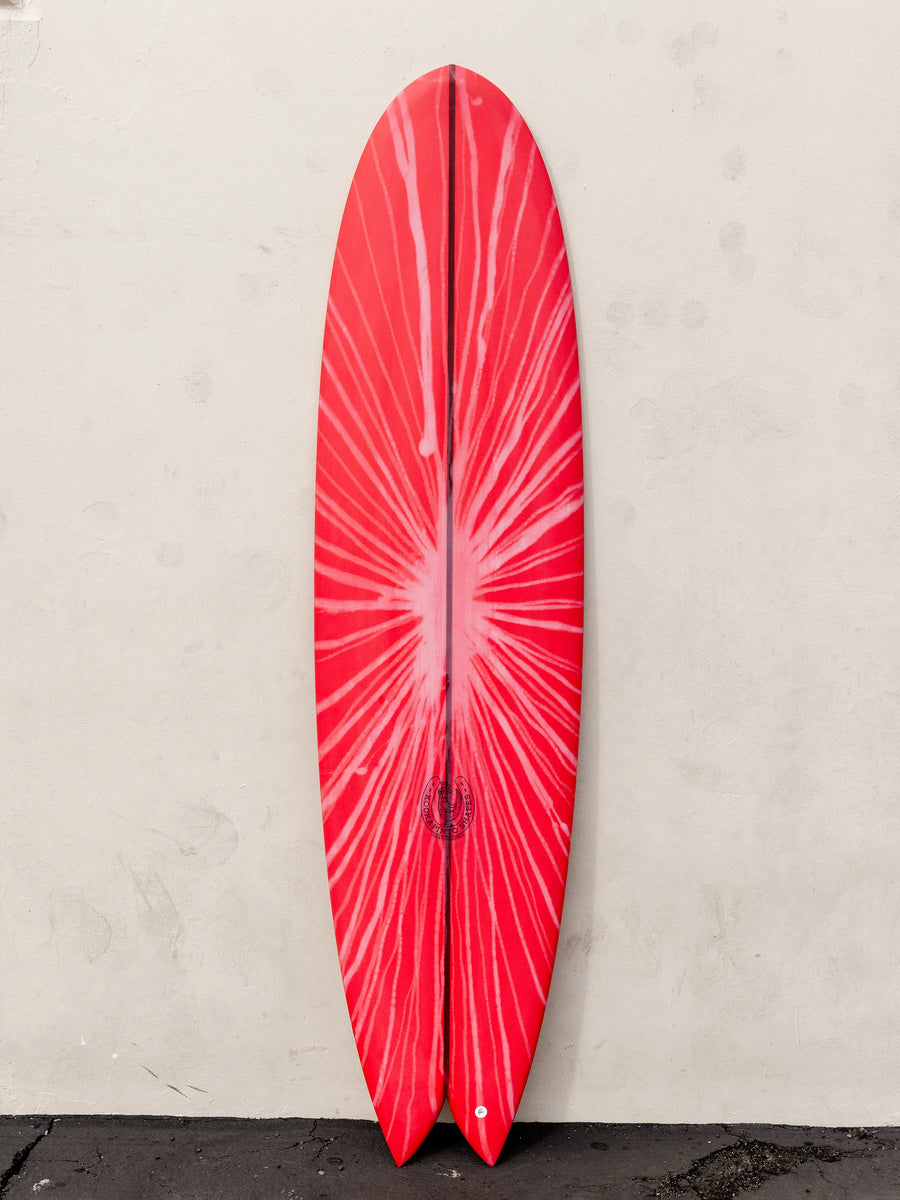 Kookapinto Shapes | 8’0" Thin Twin Fish Red Cremè Resin Rays Surfboard - Surf Bored