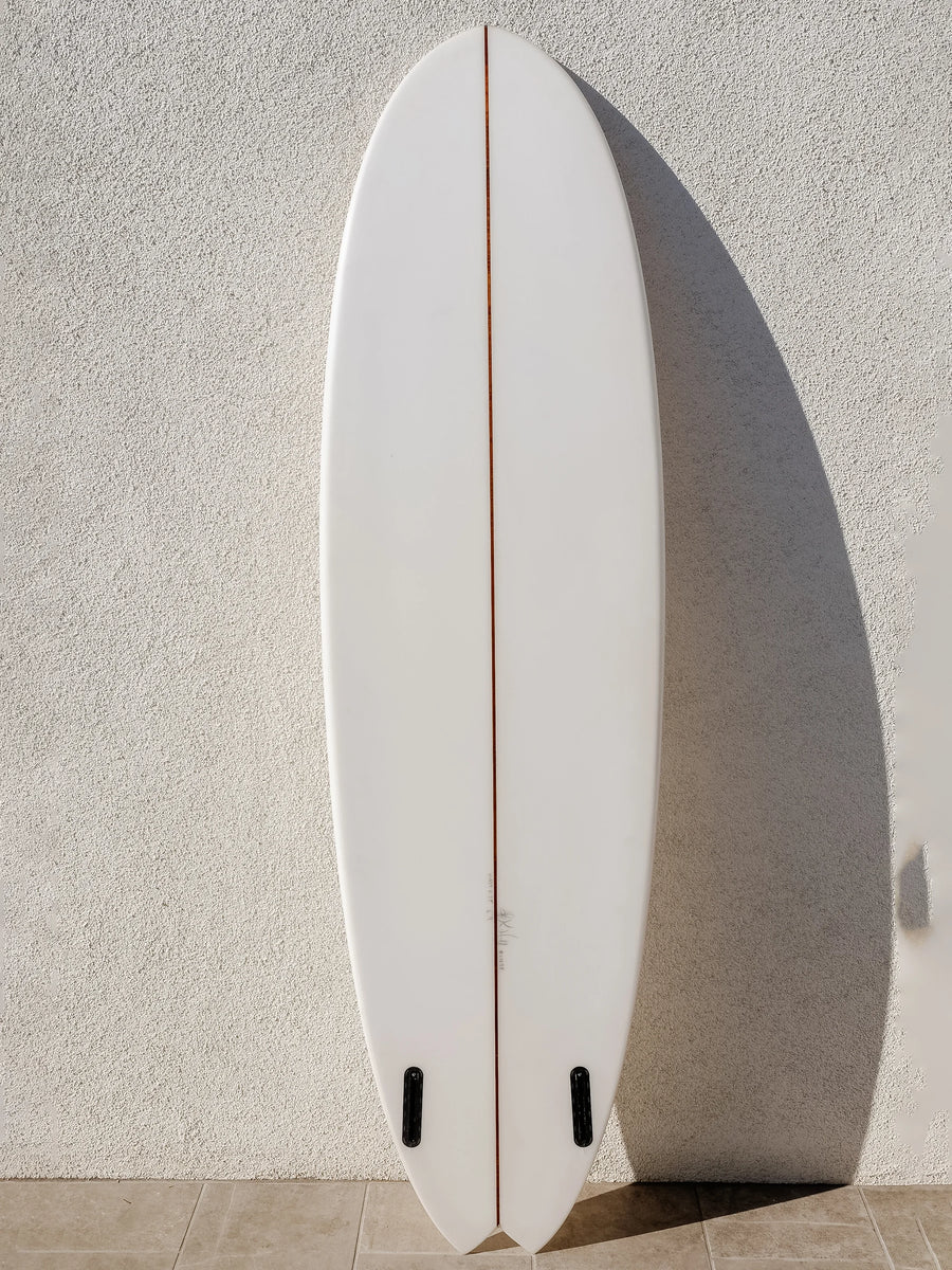 Kris Hall | 6’9” Swallow Egg Twin Fin Clear Surfboard (USED) - Surf Bored