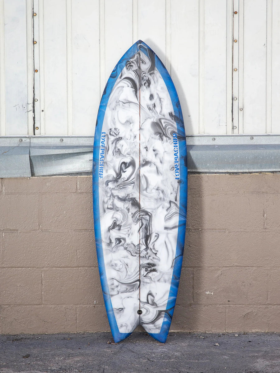 Love Machine | Wills Fish 5'3" Blue/Black Abstract Surfboard - Surf Bored