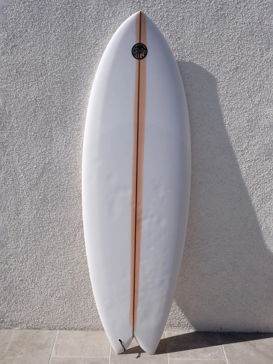 Simon Shapes | 5’7” Asym Fish Regular Clear Surfboard (USED) - Surf Bored