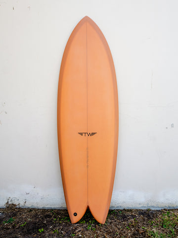 Tyler Warren | 5’7” Dream Fish Orange Peach Quad Surfboard - Surf Bored