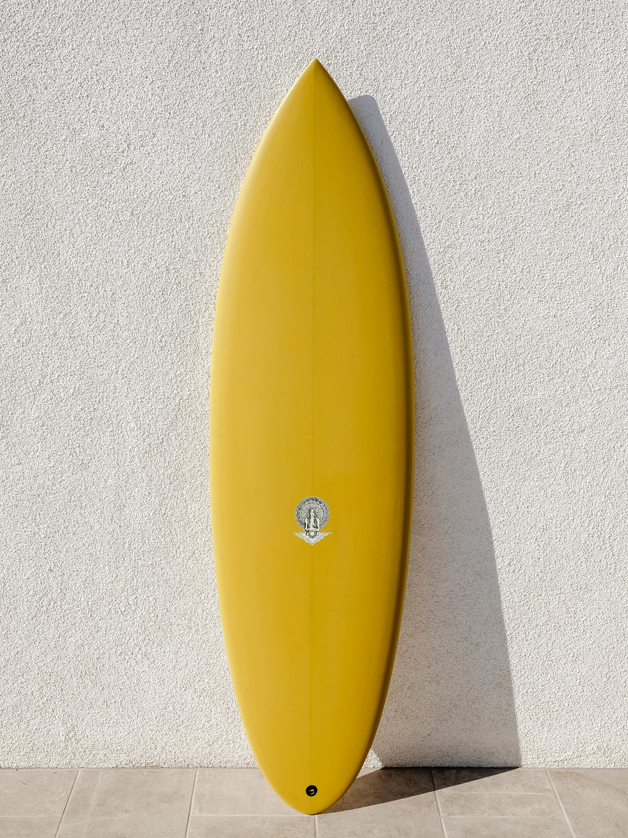 Tyler Warren | 5’10” Quadratic Formula Mustard Surfboard (BLEM) - Surf Bored