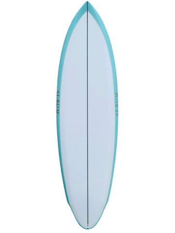 Album Twinsman Pin Clear Surfboard Front | Sky Blue Rails 5'10 - SurfBored