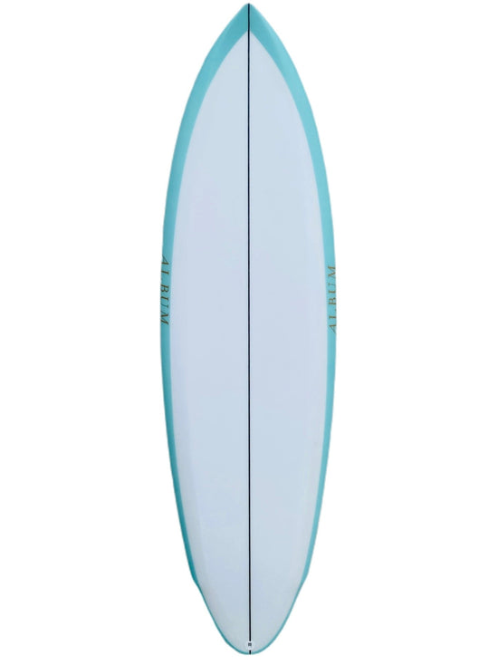 Album | Twinsman Pin Clear Surfboard | Sky Blue Rails 5'10 - SurfBored