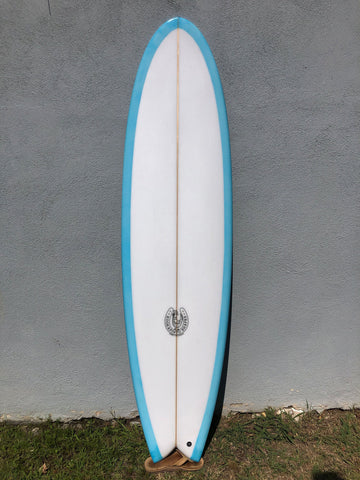 Kookapinto Shapes Kookapinto Shapes | 7'3" Fiddle Fish Quad Fin Baby Blue Surfboard  - SurfBored