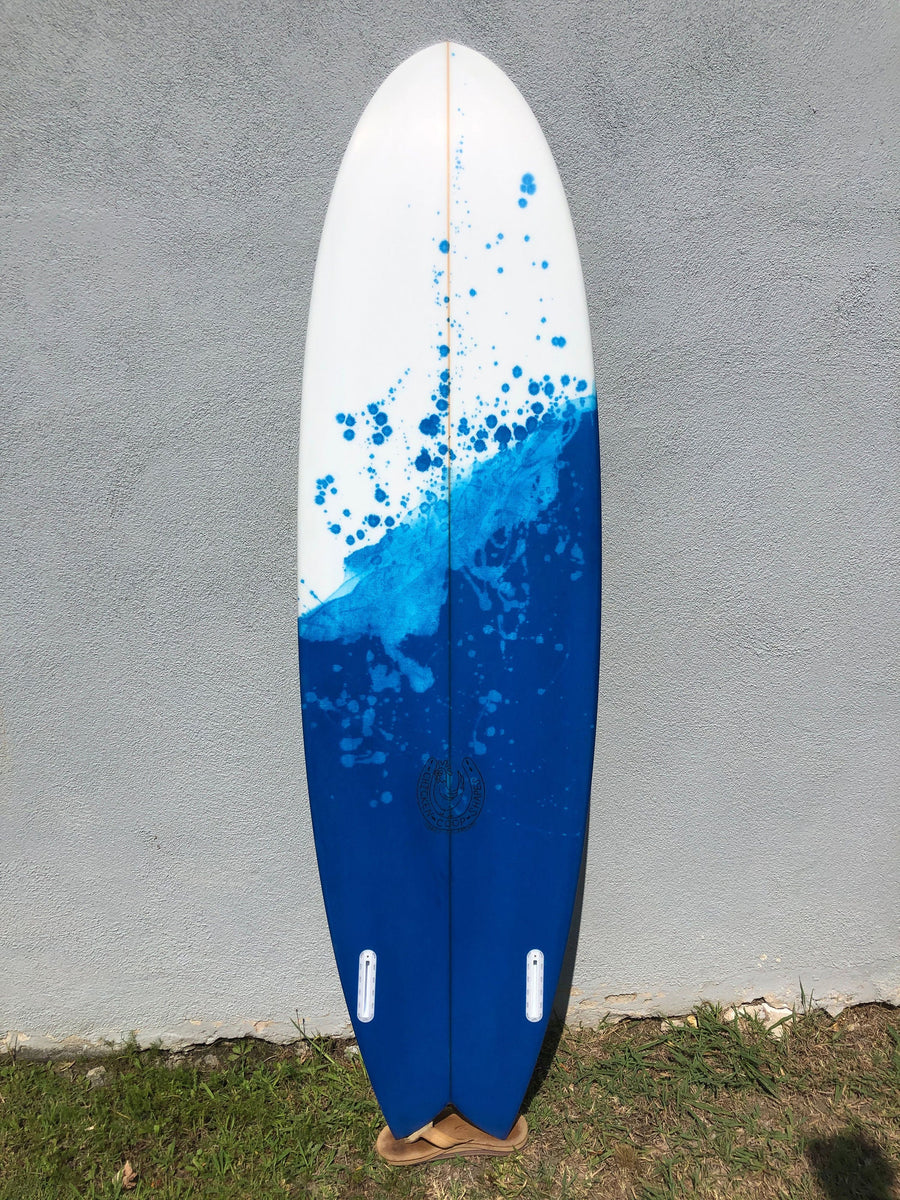Kookapinto Shapes Surfboards Kookapinto Shapes | 6'10" Fiddle Fish Twin Ocean Splash Bottom Surfboard  - SurfBored