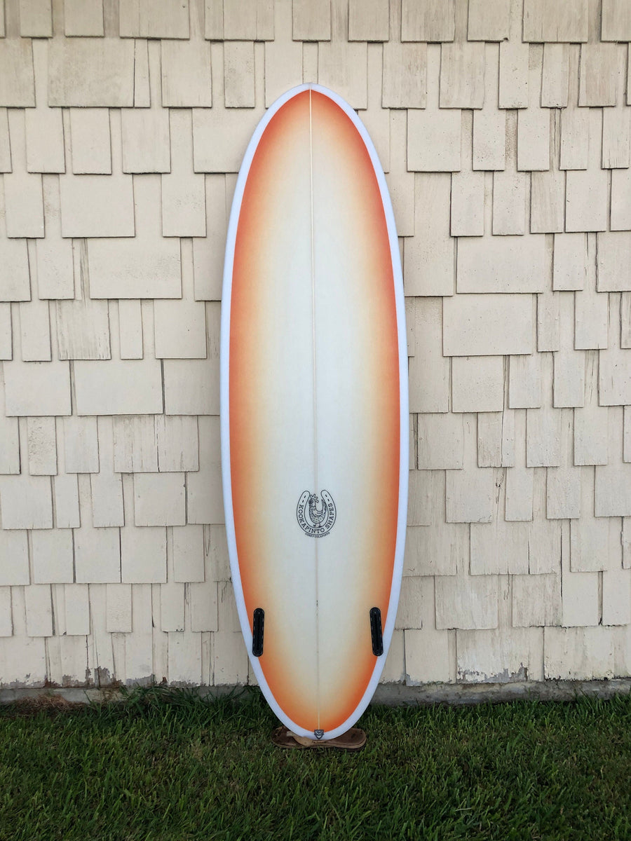 Kookapinto Shapes Surfboards Kookapinto Shapes | 6'7" Thin Twin Red & Yellow Futures Surfboard  - SurfBored