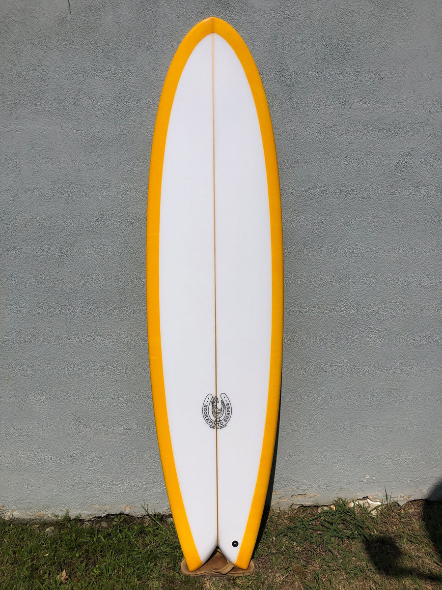 Kookapinto Shapes Surfboards Kookapinto Shapes | 7'3" Fiddle Fish Quad Fin Honey Swirl Surfboard  - SurfBored