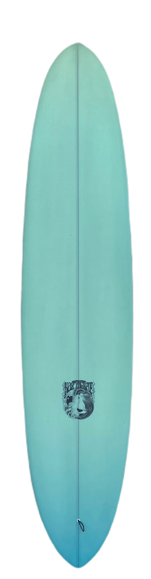 Koz McRae | Mistress 7'8" Blue & Orange Surfboard Top View - SurfBored