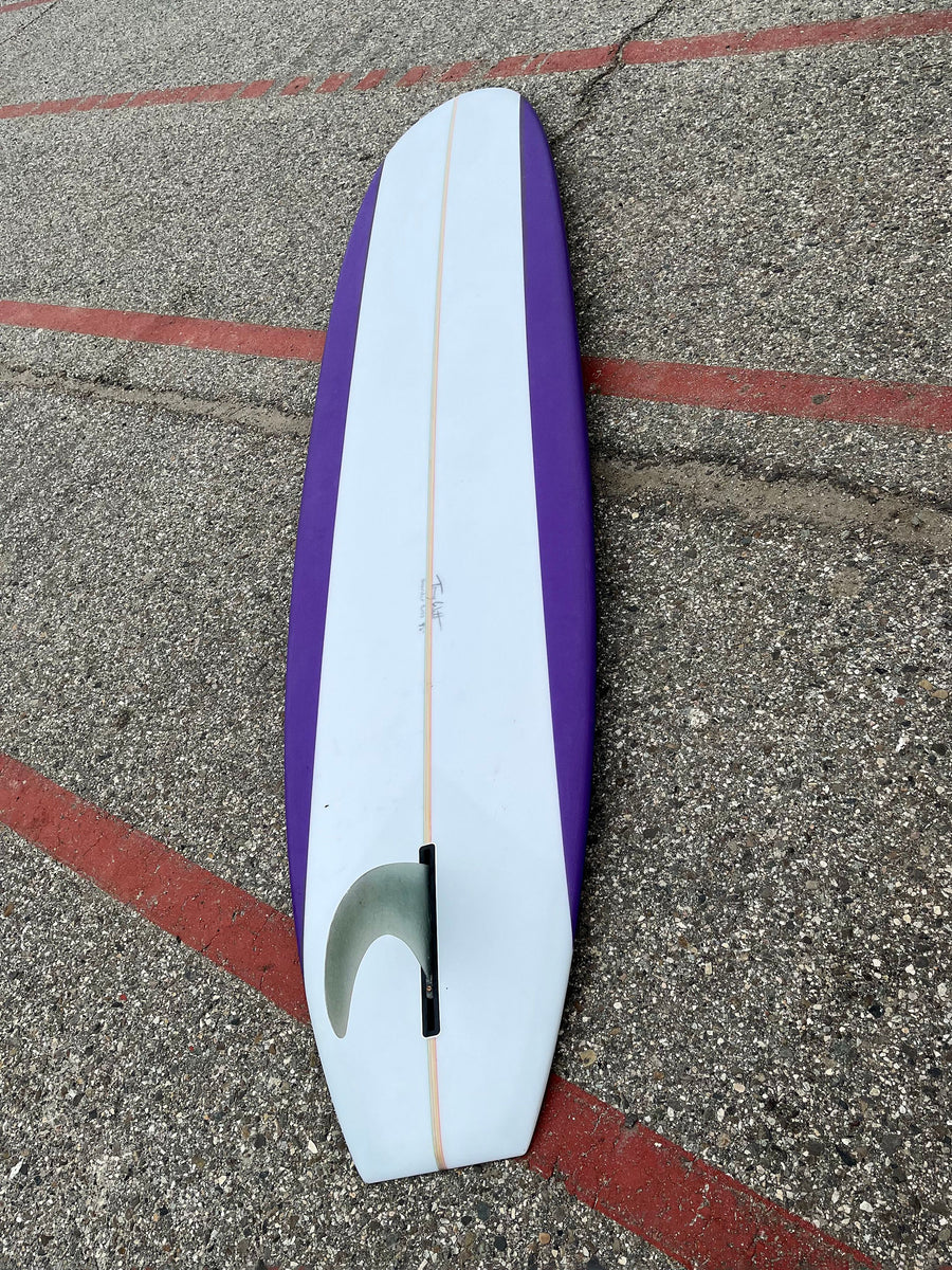 Tommy Witt Surfboards | 9’6” Tommy Witt Noserider Purple Rails Longboard (USED) - Surf Bored
