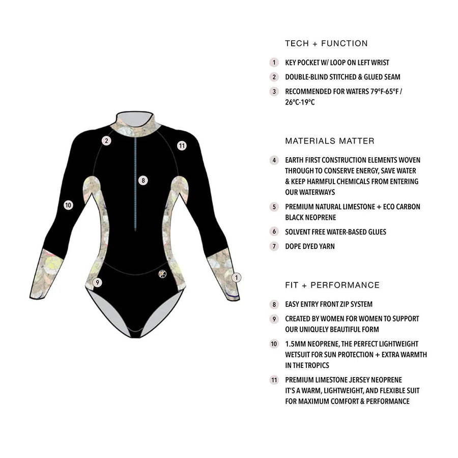 Kassia Surf | LA LUNA 1.5MM LONG ARM SURF SUIT - Surf Bored