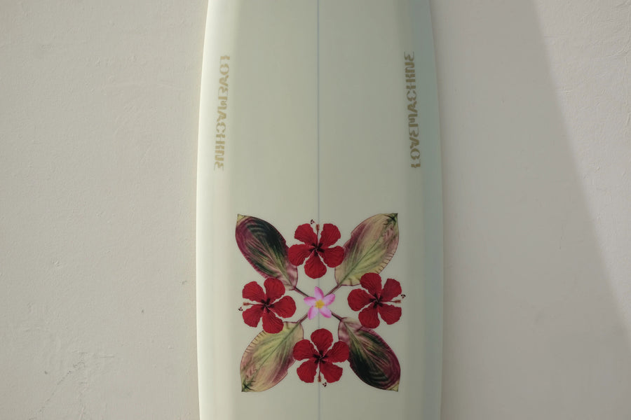 Love Machine | 7'10" Thick Lizzy | Tan Flowers Surfboard - Surf Bored