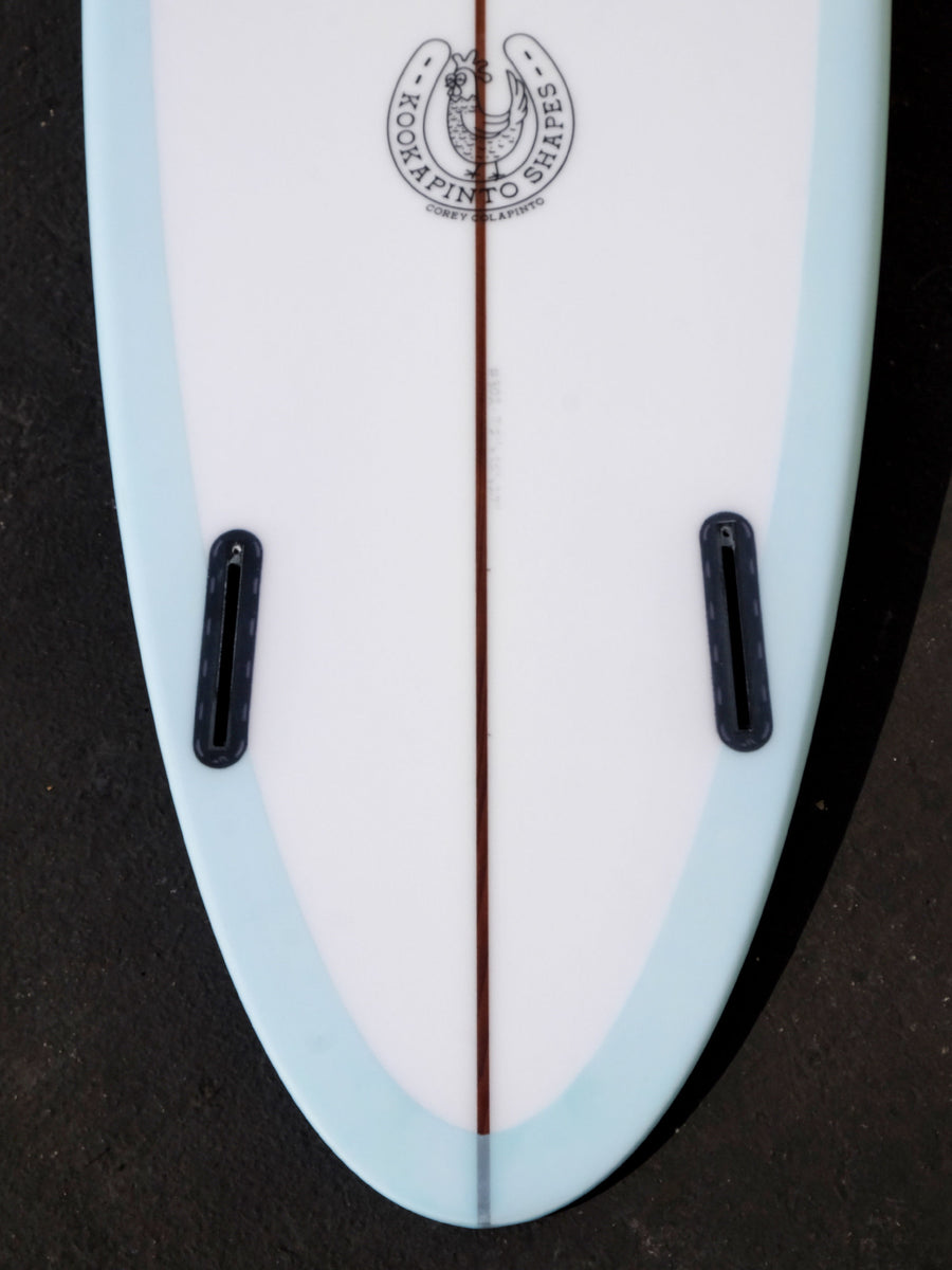 7'2" Thick Twin Baby Blue Deck Tint Surfboard