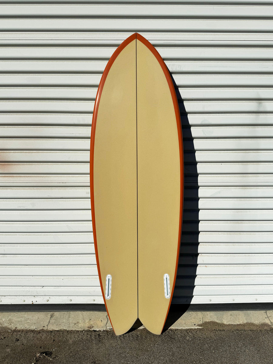 5'8" M1 Fish Orange Tan Surfboard
