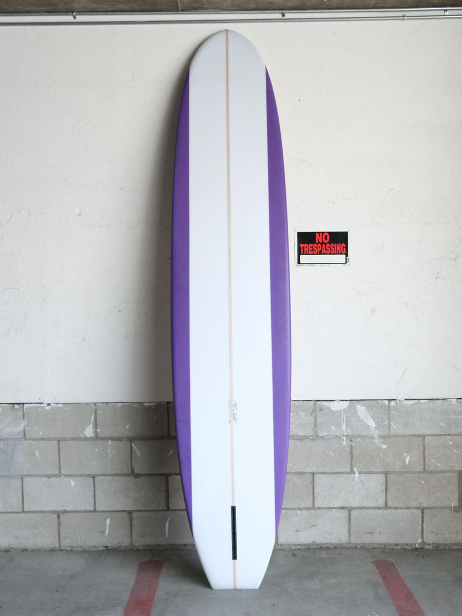 Tommy Witt Surfboards | 9’6” Tommy Witt Noserider Purple Rails Longboard (USED) - Surf Bored