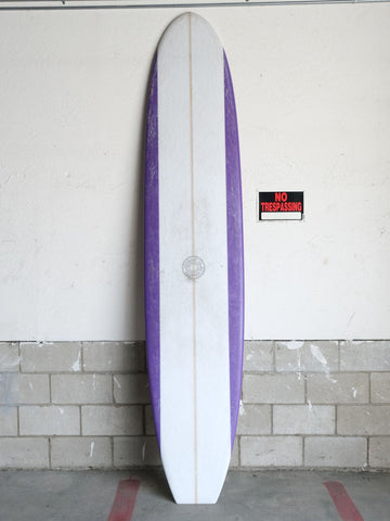 Tommy Witt Surfboards | 9’6” Tommy Witt Noserider Purple Rails Longboard (USED) - Surf Bored