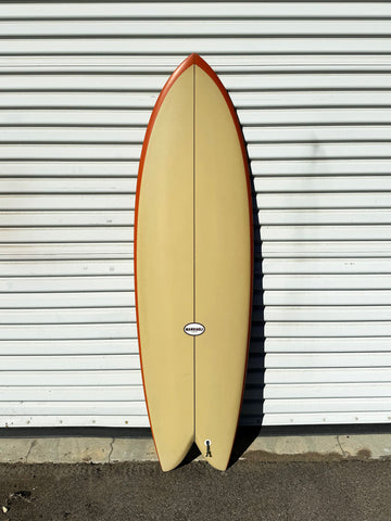 5'8" M1 Fish Orange Tan Surfboard