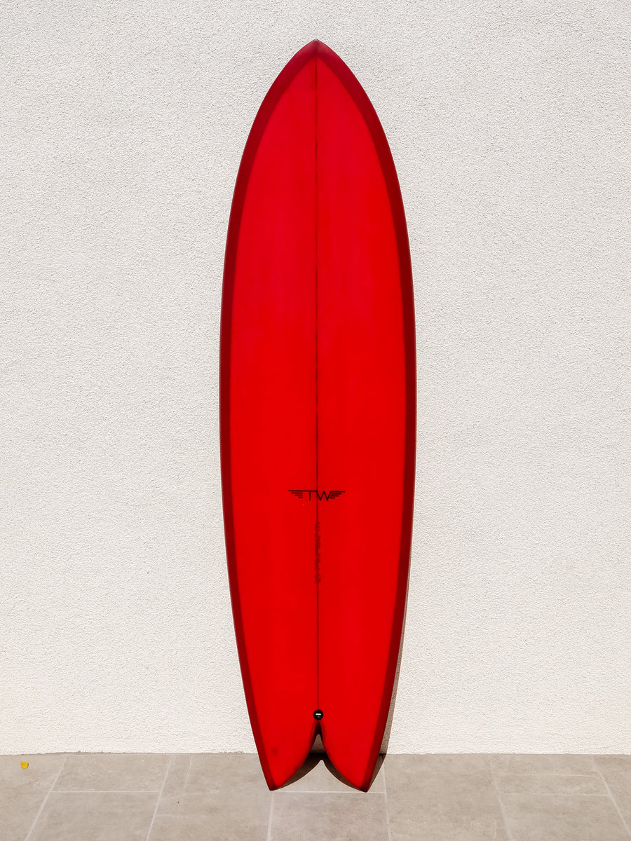Tyler Warren Surfboards Tyler Warren | Big Fish Twin Fin 6’8" Maroon Surfboard  - SurfBored