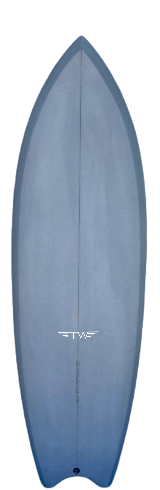 Tyler Warren | Bullet 5'7" Battleship Grey Surfboard Top View - SurfBored