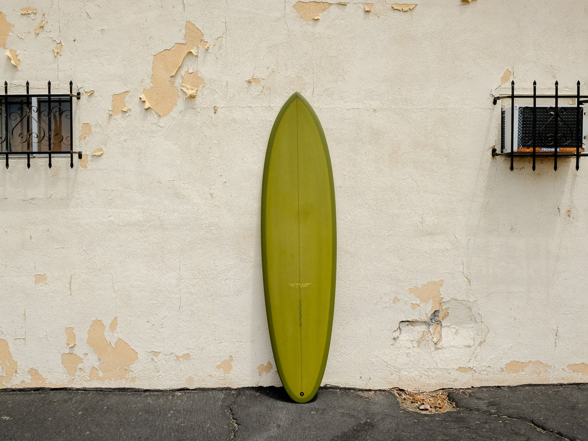 Tyler Warren Surfboards Tyler Warren | Twin Pin 7’0” Olive Green Surfboard  - SurfBored