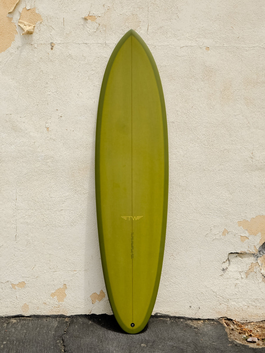 Tyler Warren Surfboards Tyler Warren | Twin Pin 7’0” Olive Green Surfboard  - SurfBored