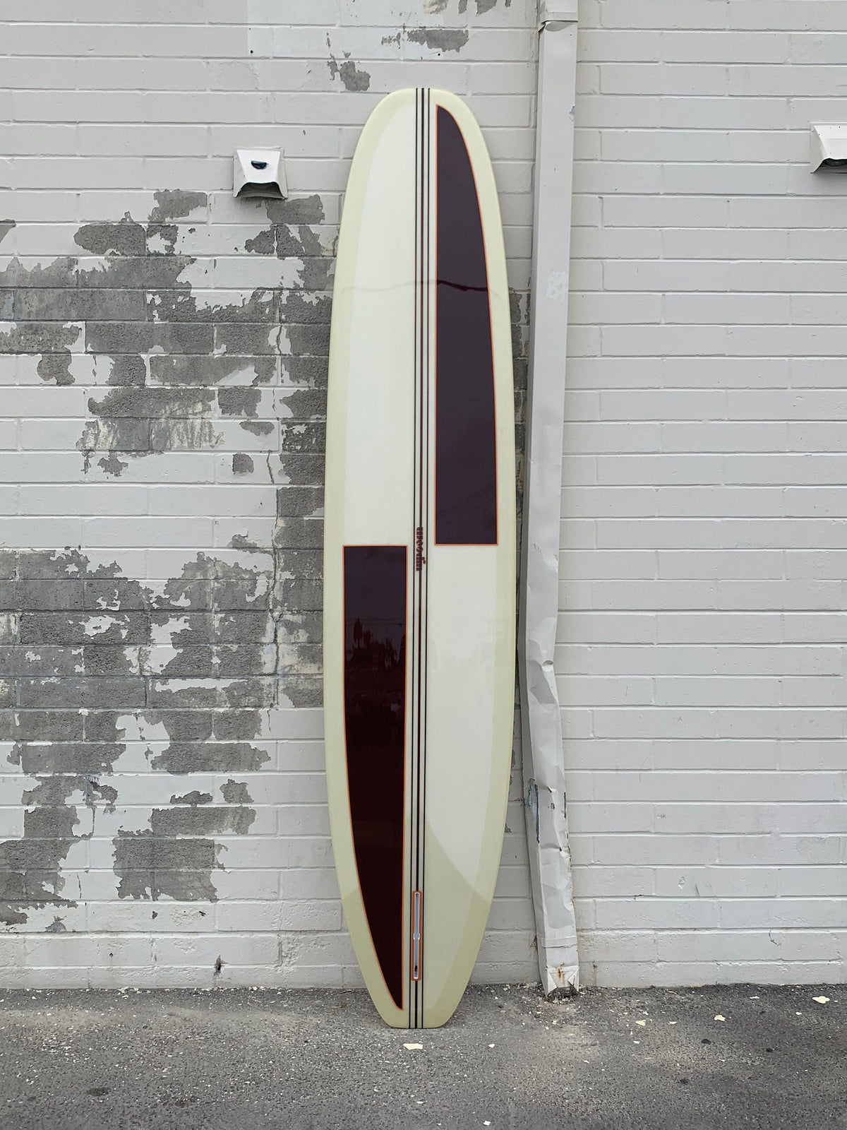 Woodin Surfboards Surfboards Woodin Surfboards | Crossroad 9’6” Lemon Dip Resin Tint with Brown Resin Panels Longboard  - SurfBored